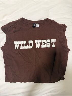 Wild West Brown Graphic Crop Tee
